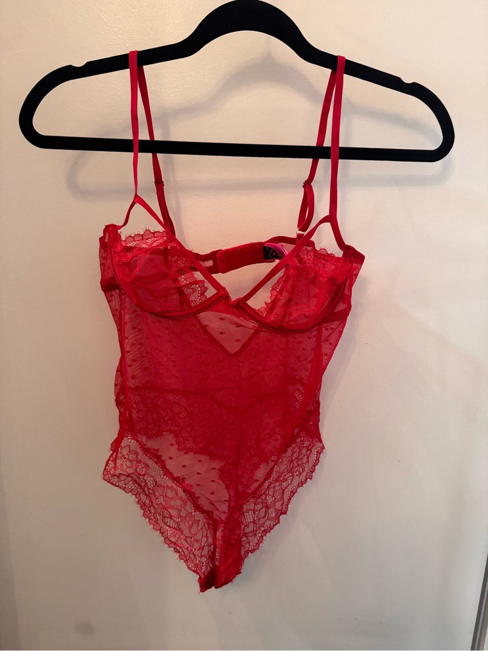 La SENZA Red Lace Sheer Bodysuit Teddy